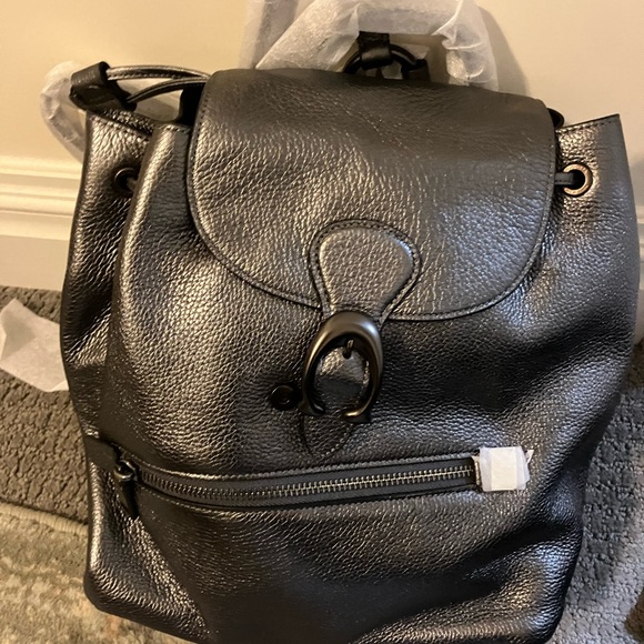 NWT! Coach Leather MetallicGraphite Evie Backpack 2 set - Picture 6 of 9